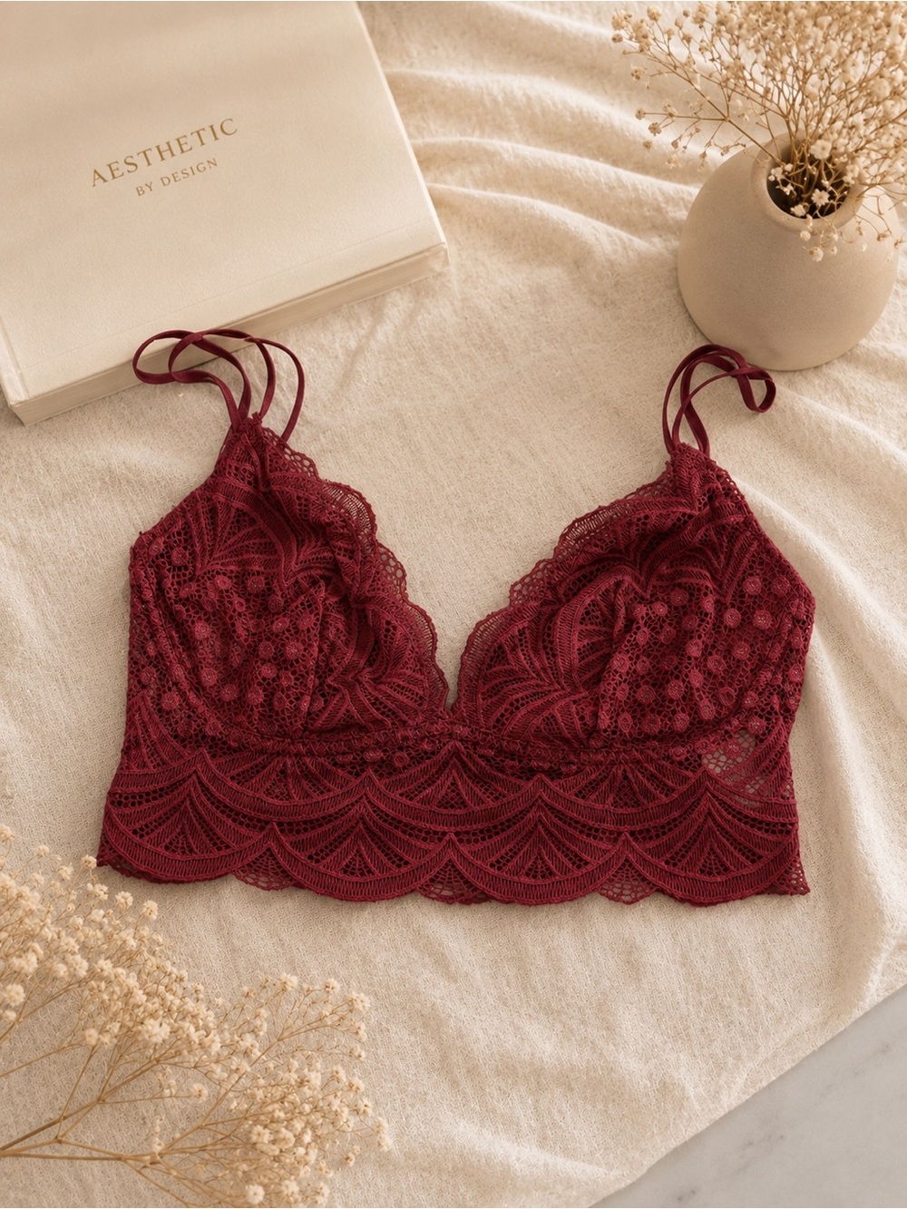 auden burgundy lace bralette size small